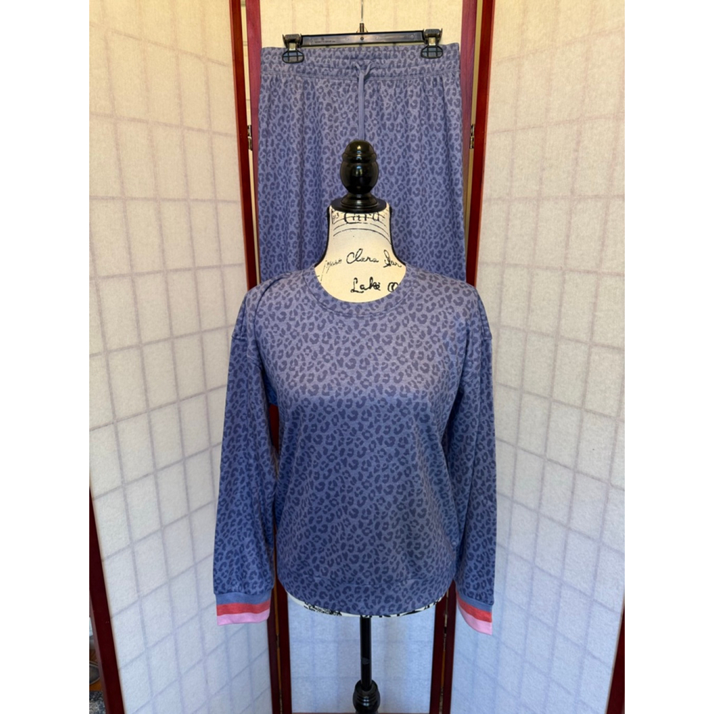 Women's P.J. Salvage Blue Leopard Print Pajama Set - Size Small - NWT